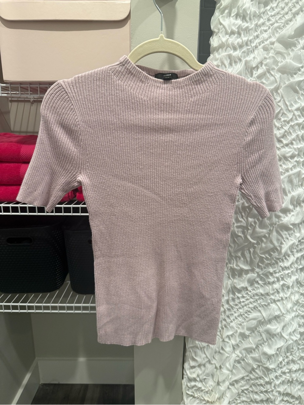 J. Crew Light Pink Ribbed Short-Sleeve Tee